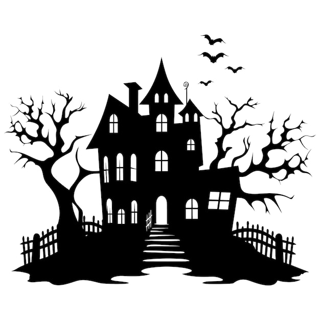 Векторная иллюстрация Хэллоуинского дома с привидениями