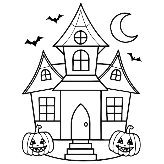 Halloween Haunted House Coloring page