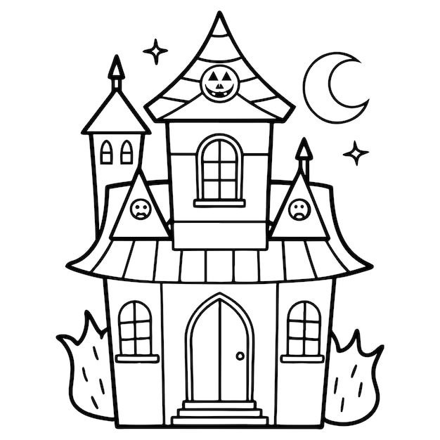 halloween haunted house coloring page