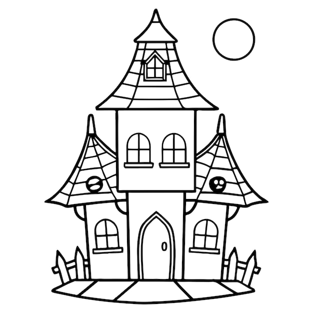 halloween haunted house coloring page