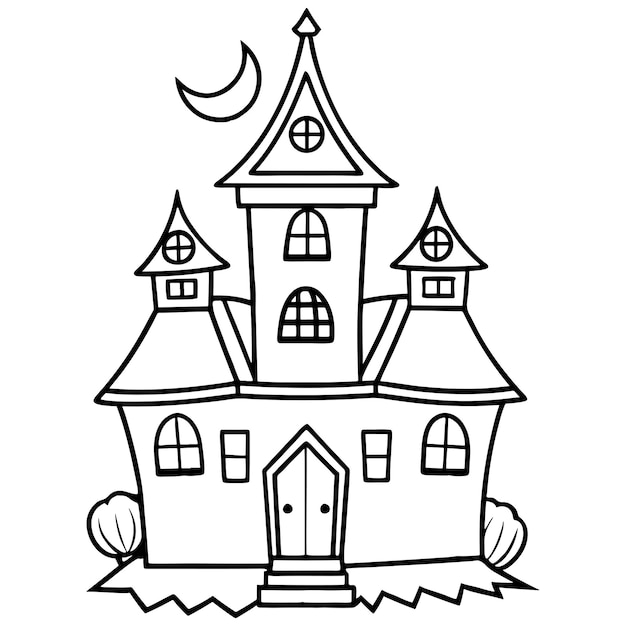 halloween haunted house coloring page