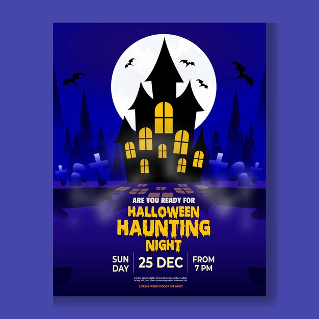 Premium Vector  Halloween haunting night poster design
