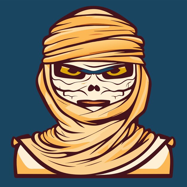 Vector halloween head mummy stoner skull grim reaper hand drawn cartoon sticker isolated illustration