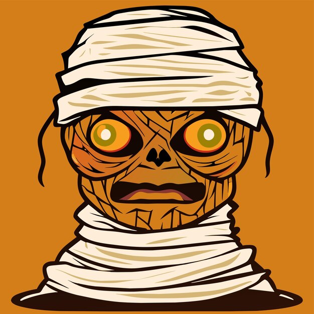 Halloween head mummy stoner skull grim reaper hand drawn cartoon sticker isolated illustration