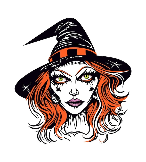 Halloween heks met een hoed illustratie