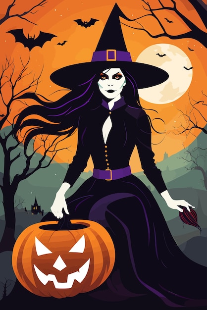 Halloween heks vector kunst illustratie
