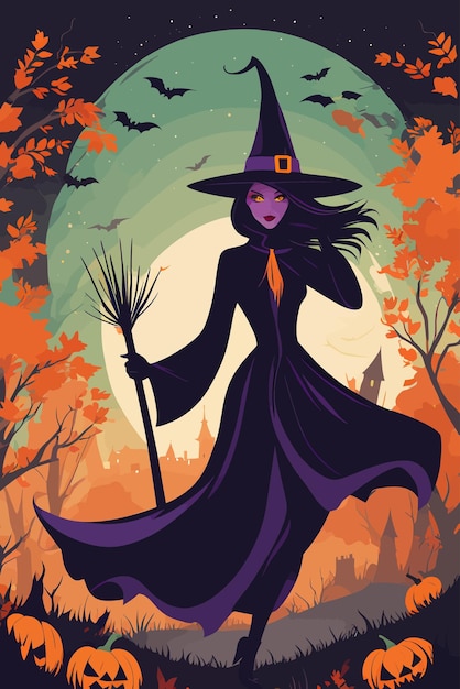 Halloween heks vector kunst illustratie