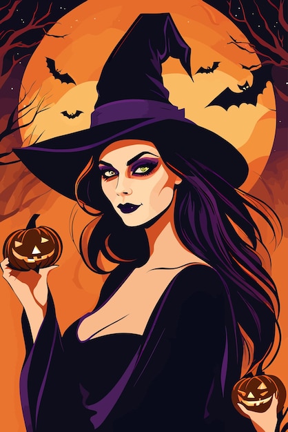 Halloween heks vector kunst illustratie