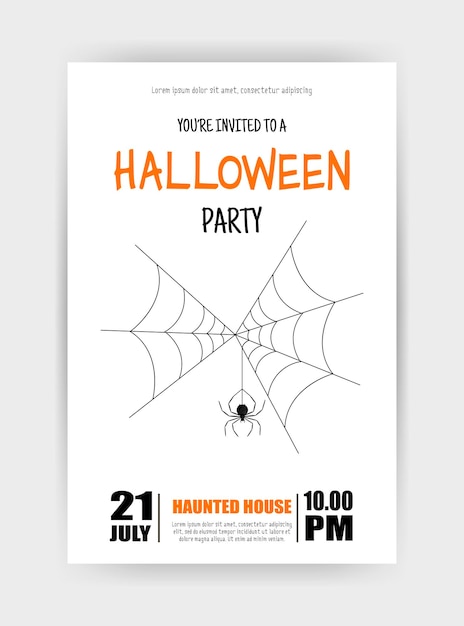 Halloween holiday card with spider. cartoon style. vector illustration.