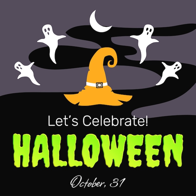 Vector halloween holiday celebration postcard party announce decorative card background