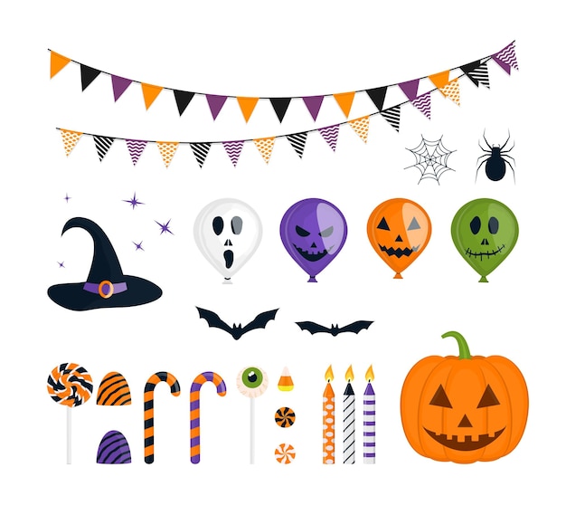 Vector halloween holiday elements vector set