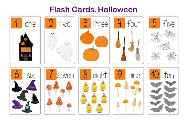 Halloween holiday number learning printable educational worksheet for kids, teacher resources
