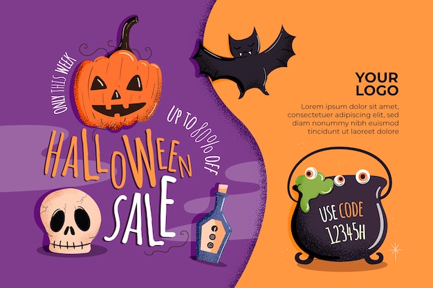 Banner di vendita orizzontale di halloween