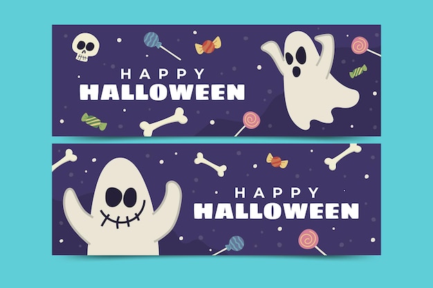 Vector halloween horizontale banner spookachtig