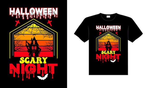 Halloween horror vintage t-shirt design, scary print template vector graphics, high-quality typograp