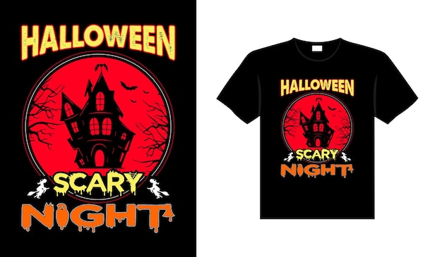 Design di t-shirt vintage horror di halloween, design tipografico di grafica vettoriale modello di stampa spaventoso