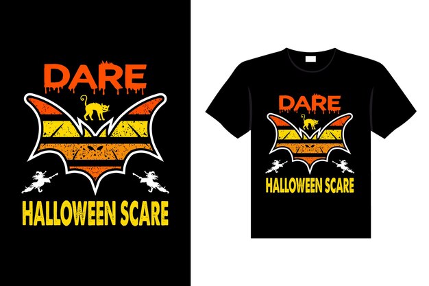 T-shirt vintage horror di halloween e grafica tipografica vettoriale con scritte spaventose