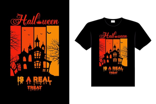 T-shirt vintage horror di halloween e grafica tipografica vettoriale con scritte spaventose