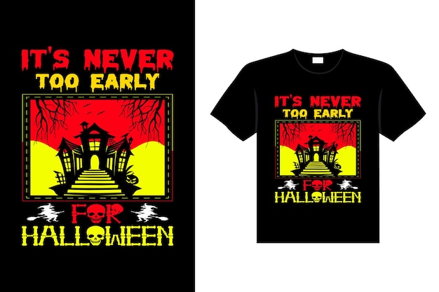 Halloween horror vintage tshirt design and scary lettering print template vector typography graphic