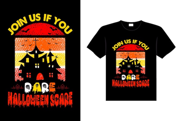 Vector halloween horror vintage tshirt ontwerp en eng belettering print sjabloon vectorafbeelding typografie