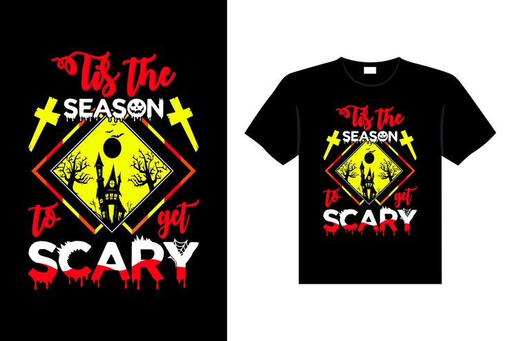 Halloween horror vintage tshirt ontwerp en eng belettering print sjabloon vectorafbeelding typografie
