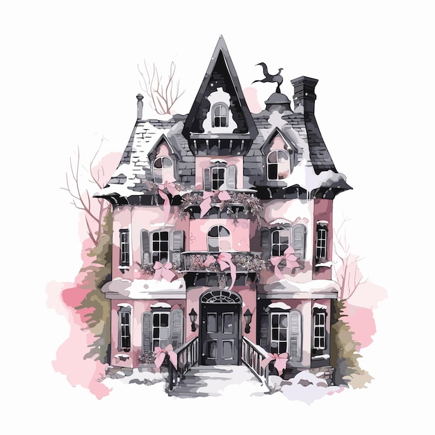 halloween house concept with illustration design background