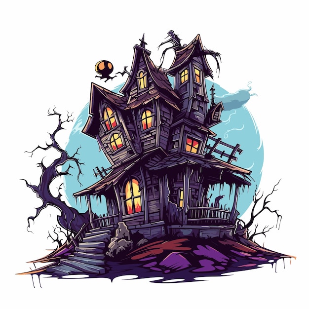halloween house illustration A close up of a halloween house On white background