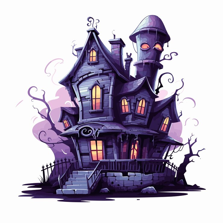Vector halloween house illustration a close up of a halloween house on white background