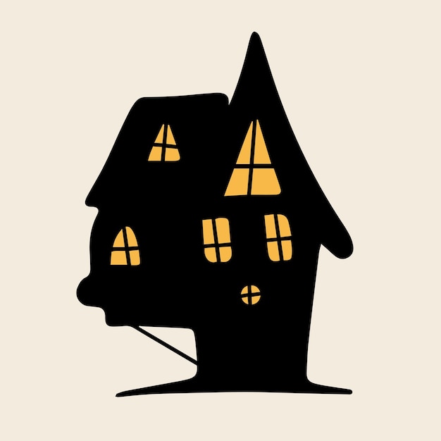 Vector halloween huis silhouet vector illustratie