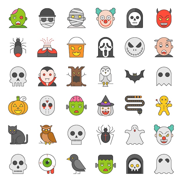 Halloween icon set in filled color