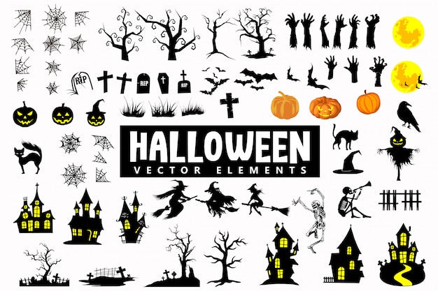 Halloween icon silhouettes vector elements