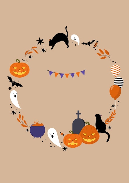Halloween illustratie met jack o lantaarns en geesten