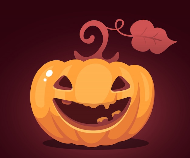 Halloween-illustratie van decoratieve oranje pompoen met glimlach