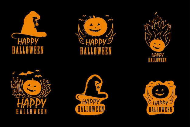 Halloween illustratie, vector set happy halloween vintage badges, logo's, emblemen en labels