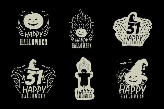 Halloween illustratie, vector set happy halloween vintage badges, logo's, emblemen en labels
