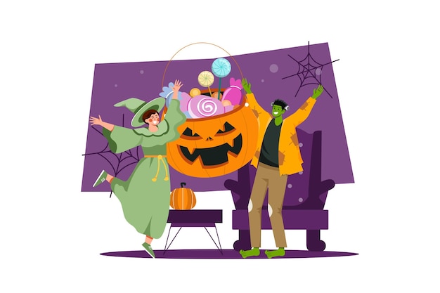 Vector halloween-illustratieconcept vlakke afbeelding geïsoleerd op een witte achtergrond