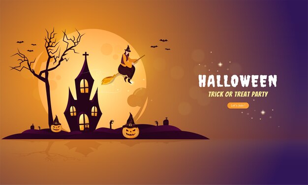 Halloween illustration on banner concept