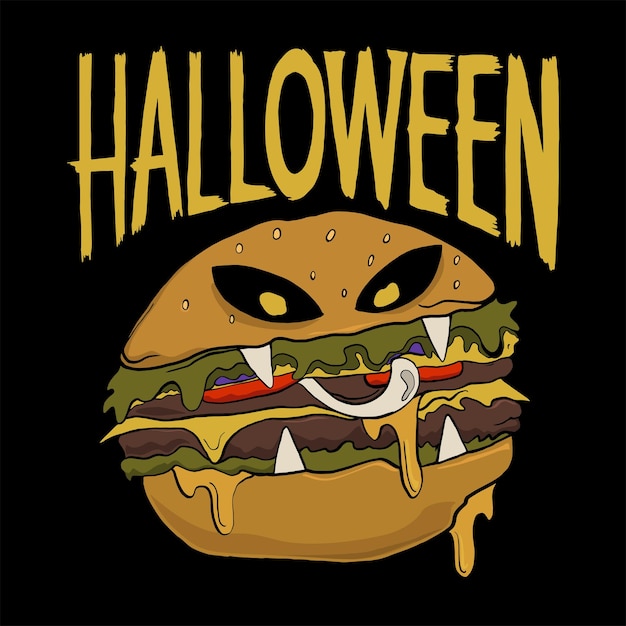 Halloween illustration burger isolated dark background