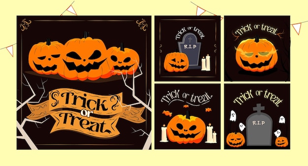 Pacchetto di layout per il design dell'illustrazione di halloween