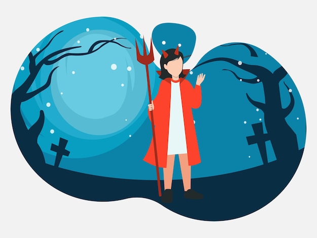 Ragazza in abiti spaventosi illustrazione di halloween pack