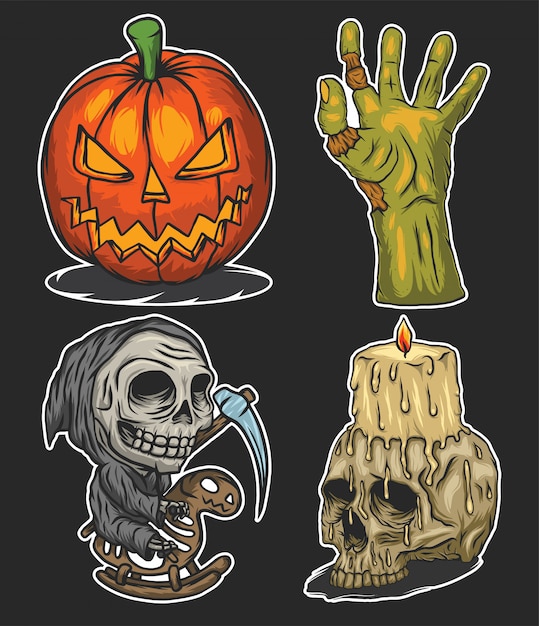 Vector halloween illustrations set