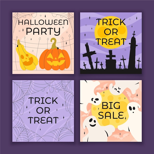 Vector halloween instagram post collection