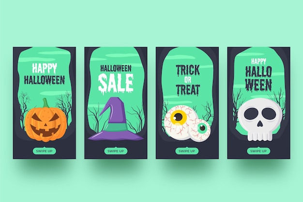 Vector halloween instagram stories collection