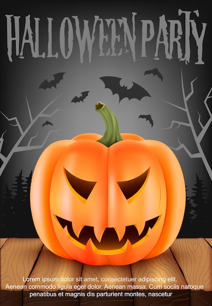 Vector halloween invitation party. scary pumpkins.