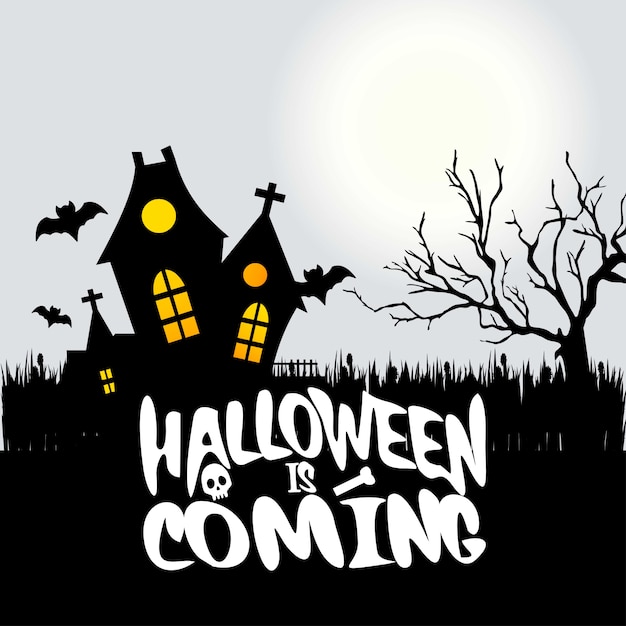 Halloween is comming typography with creative design