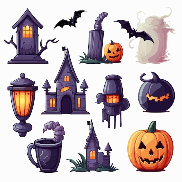 Halloween items spooky autumnthemed decor illustrationvector art ai generation