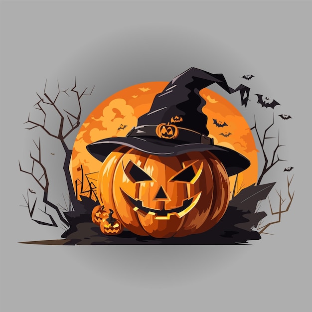 Illustrazione vettoriale di halloween jack o lantern elemento piatto di halloween vettoriale