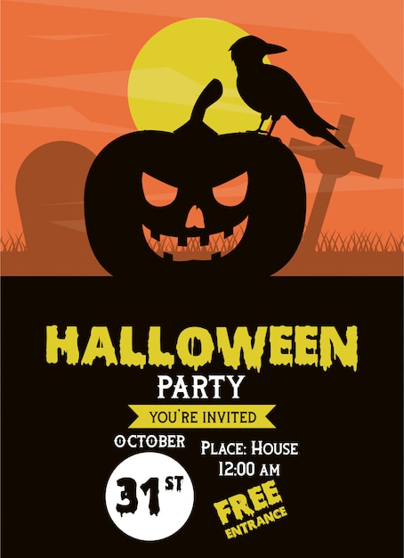 Halloween-kaart met feestuitnodigingen