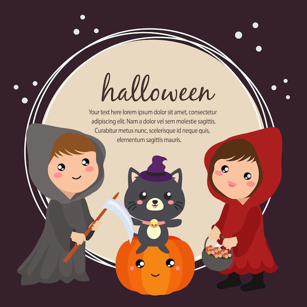 Halloween-kaart met kostuumjong geitje