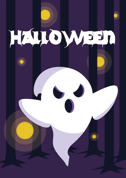 Halloween-kaart met spookkarakters